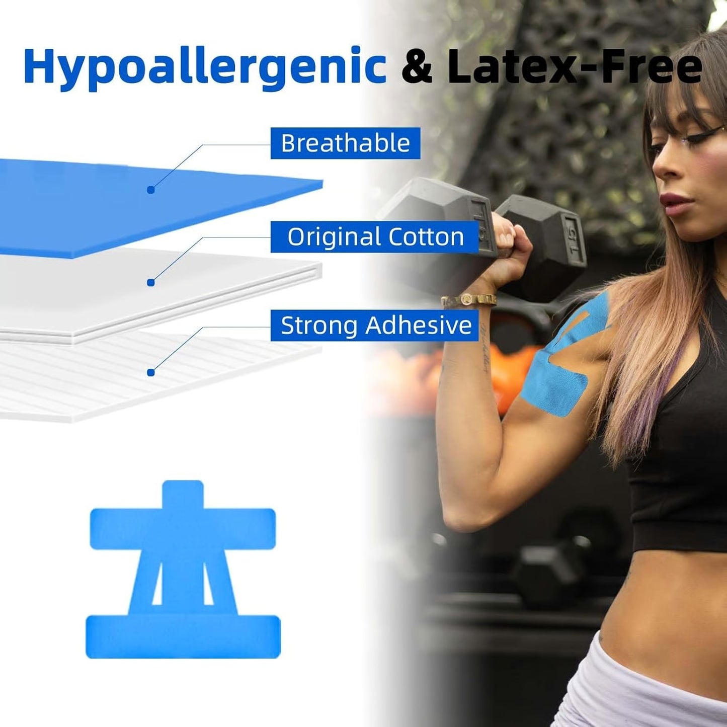 🔥Waterproof Kinesiology Tape | Elastic Athletic Tape for Muscle Recovery, Joint Support & Sports Training