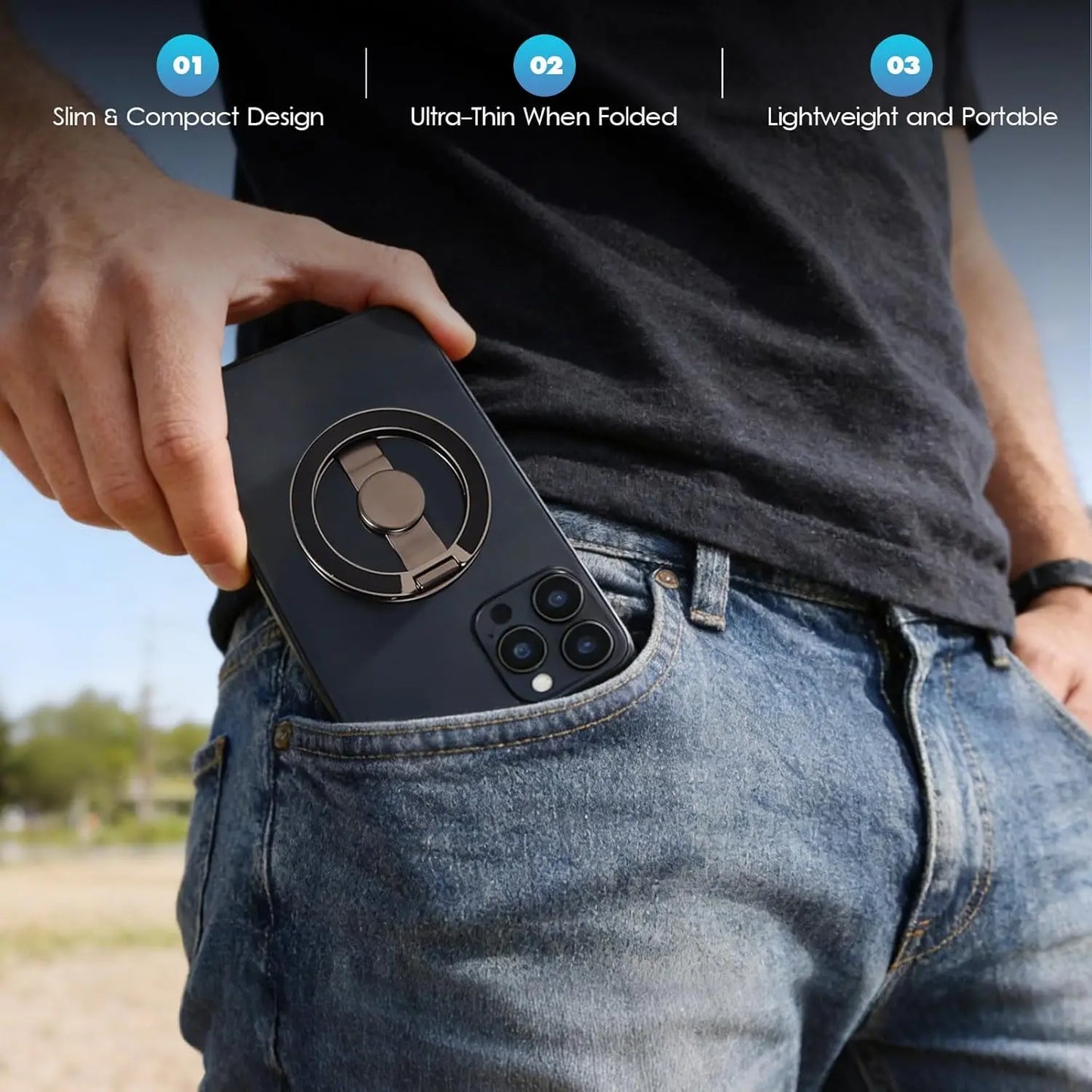 🧲 2-in-1 Magnetic Phone Holder & Fidget Spinner 📱 | 360° Foldable MagSafe Magnetic Ring Holder — Suitable for car, desktop, and travel use | An ideal stress-relief accessory for home, office, travel, or workouts.