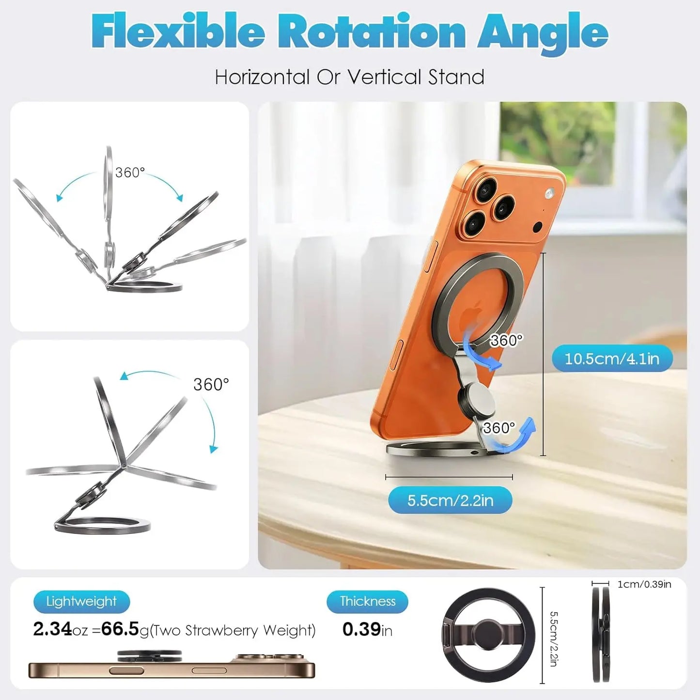 🧲 2-in-1 Magnetic Phone Holder & Fidget Spinner 📱 | 360° Foldable MagSafe Magnetic Ring Holder — Suitable for car, desktop, and travel use | An ideal stress-relief accessory for home, office, travel, or workouts.