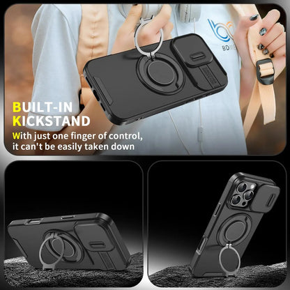 Heavy Duty Case for iPhone 17/16/15/14/13/12 Pro Max with Camera Lens Protector, 360 ° Rotating Ring Kickstand, Shockproof Rugged Military Grade Drop Protection Cover