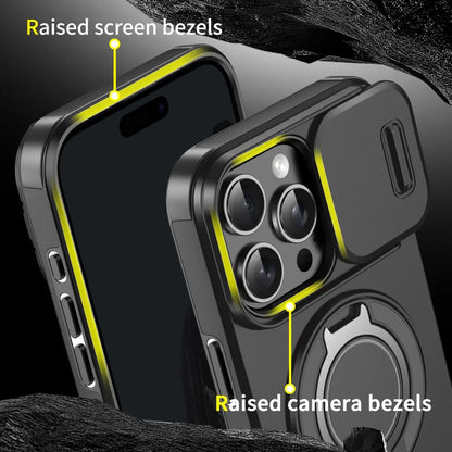 Heavy Duty Case for iPhone 17/16/15/14/13/12 Pro Max with Camera Lens Protector, 360 ° Rotating Ring Kickstand, Shockproof Rugged Military Grade Drop Protection Cover