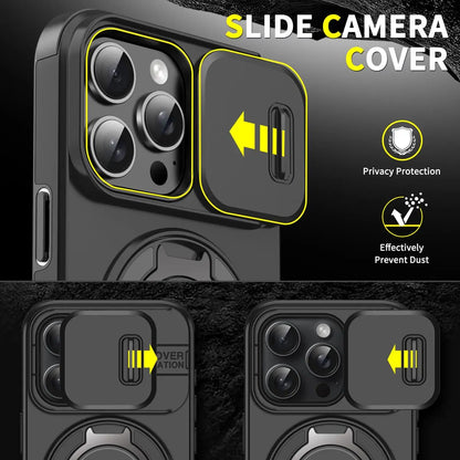 Heavy Duty Case for iPhone 17/16/15/14/13/12 Pro Max with Camera Lens Protector, 360 ° Rotating Ring Kickstand, Shockproof Rugged Military Grade Drop Protection Cover