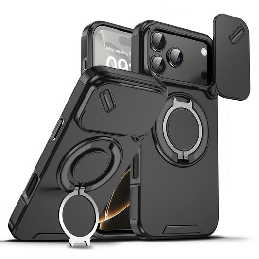 Heavy Duty Case for iPhone 17/16/15/14/13/12 Pro Max with Camera Lens Protector, 360 ° Rotating Ring Kickstand, Shockproof Rugged Military Grade Drop Protection Cover