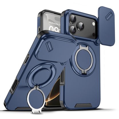 Heavy Duty Case for iPhone 17/16/15/14/13/12 Pro Max with Camera Lens Protector, 360 ° Rotating Ring Kickstand, Shockproof Rugged Military Grade Drop Protection Cover