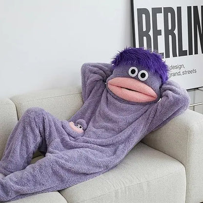 🧸 This adorable hooded blanket-style sweatshirt features a one-size-fits-all design and is perfect for lounging at home, as fun sleepwear, or as a Halloween party outfit | One Size for Women Men