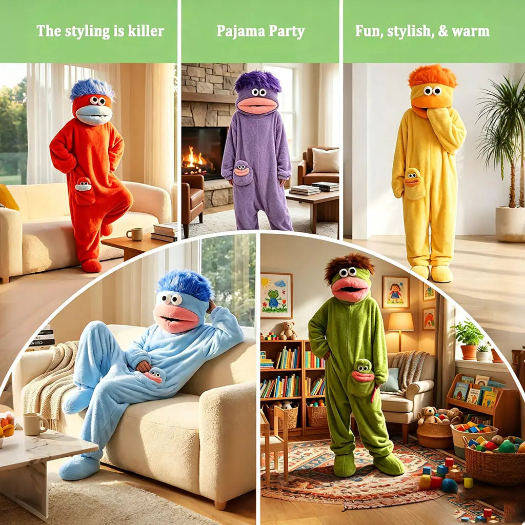 🧸 This adorable hooded blanket-style sweatshirt features a one-size-fits-all design and is perfect for lounging at home, as fun sleepwear, or as a Halloween party outfit | One Size for Women Men