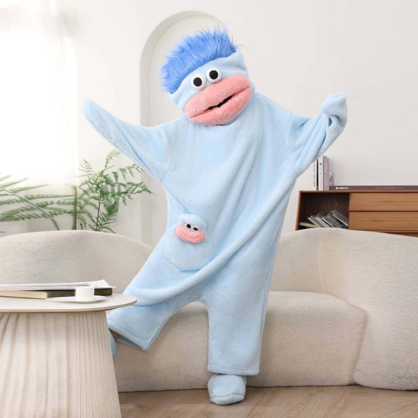 🧸 This adorable hooded blanket-style sweatshirt features a one-size-fits-all design and is perfect for lounging at home, as fun sleepwear, or as a Halloween party outfit | One Size for Women Men