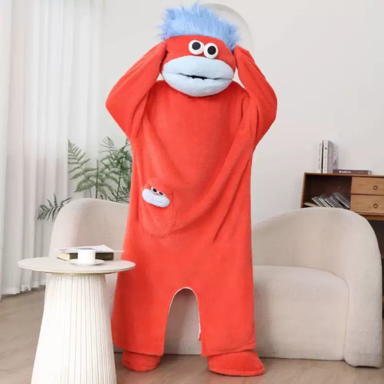 🧸 This adorable hooded blanket-style sweatshirt features a one-size-fits-all design and is perfect for lounging at home, as fun sleepwear, or as a Halloween party outfit | One Size for Women Men