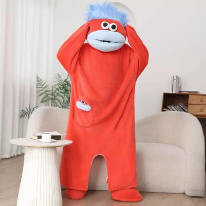 🧸 This adorable hooded blanket-style sweatshirt features a one-size-fits-all design and is perfect for lounging at home, as fun sleepwear, or as a Halloween party outfit | One Size for Women Men