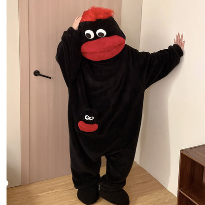 🧸 This adorable hooded blanket-style sweatshirt features a one-size-fits-all design and is perfect for lounging at home, as fun sleepwear, or as a Halloween party outfit | One Size for Women Men