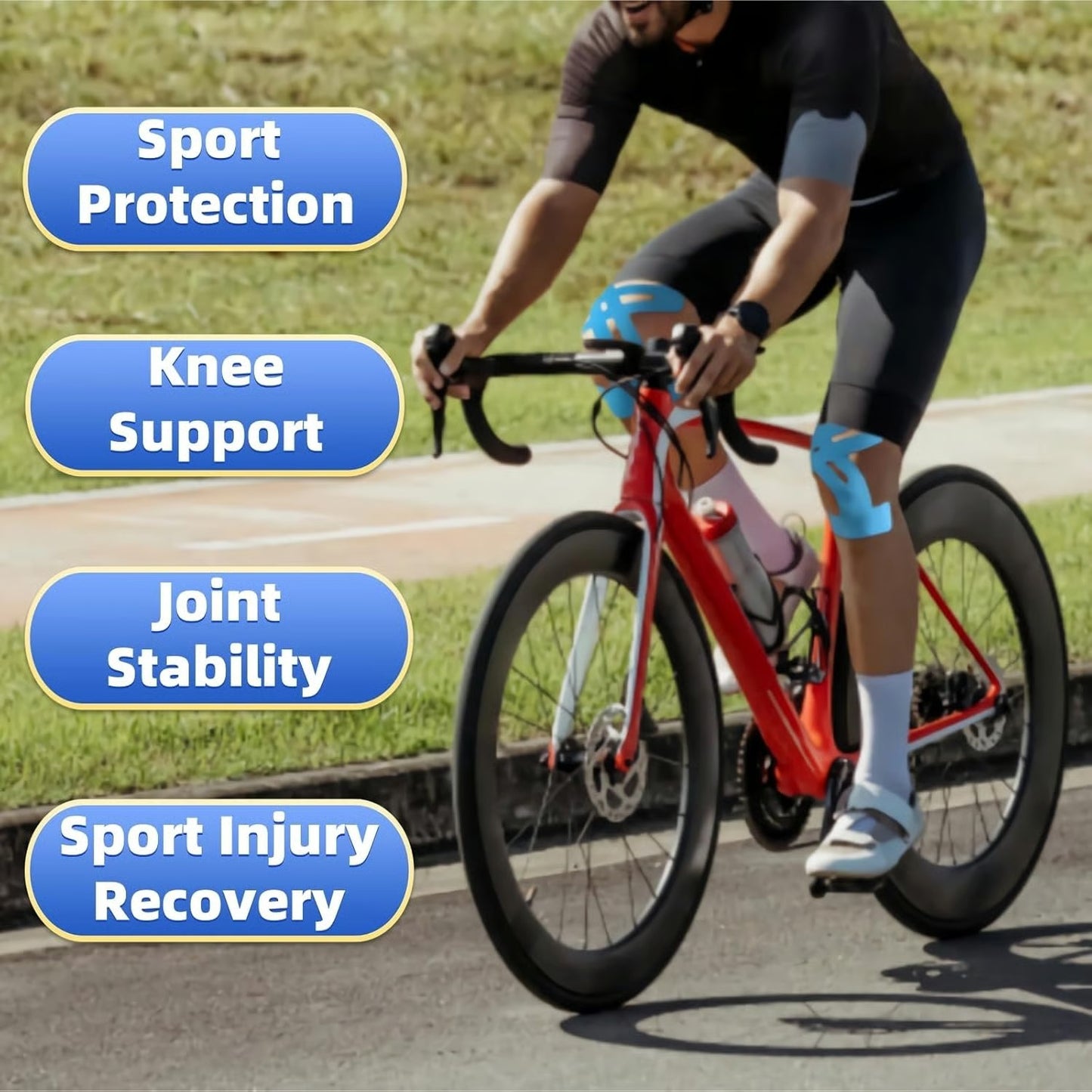 🔥Pre-Cut Kinesiology Tape for Knees | Breathable Athletic Support for Sports, Workouts & Everyday Comfort